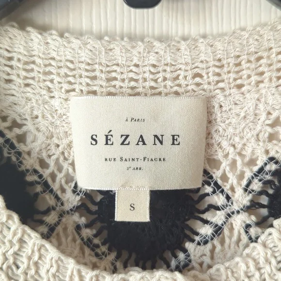 Sezane Ron Top Black Ecru - Size S - Picture 4 of 4